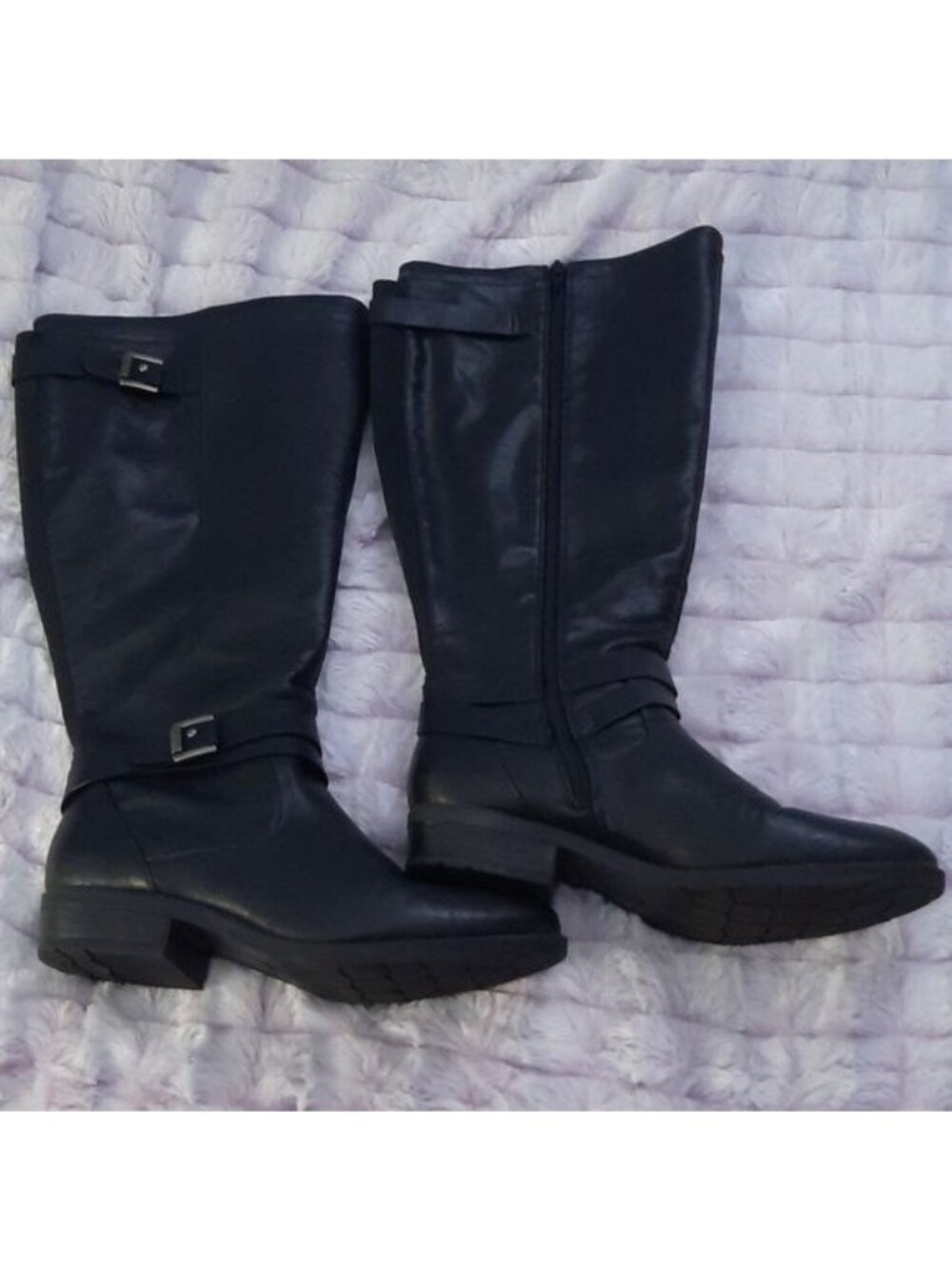 Baretraps Black Yalina Knee High Faux Leather Zipper Closure Riding Boots 9.5